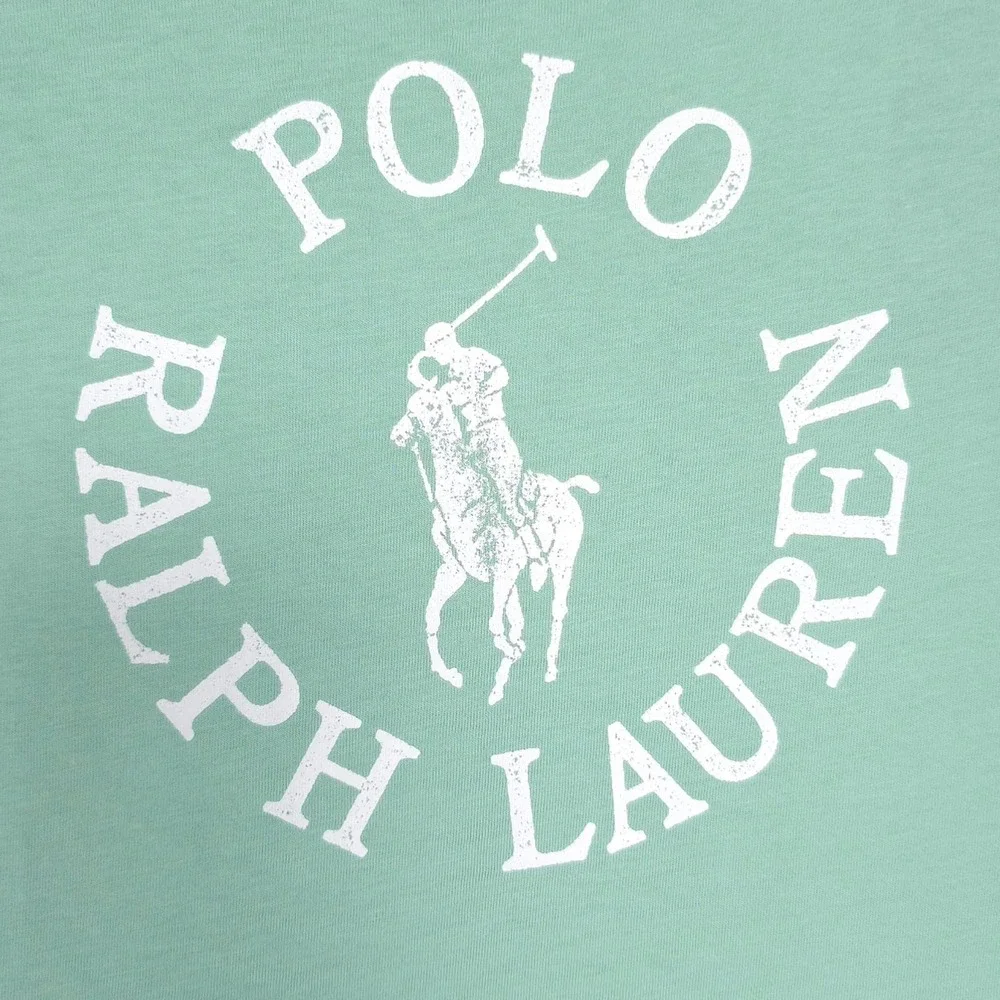POLO RALPH LAUREN Kids Girls New T-Shirt MEDIUM 8-10 Green Logo Graphic Cotton
